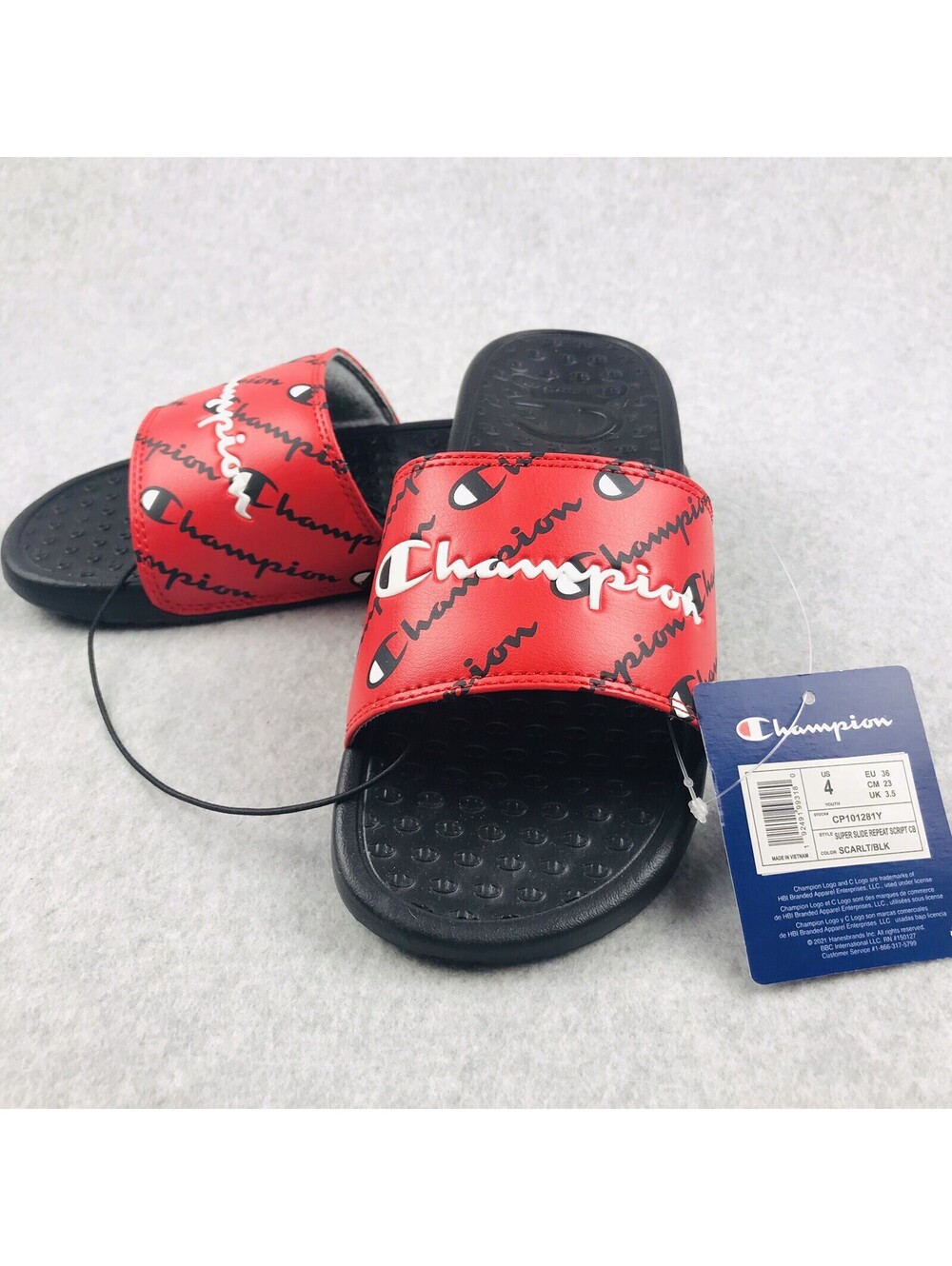 Champion Slide Sandals Flip Flop Size 4 Youth Kids Pool Beach Lightweight